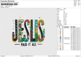 JESUS PAID Embroidery File 6 size