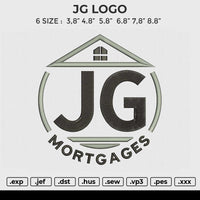 JG LOGO Embroidery File 6 size