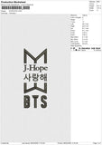 JHOPE BTS Embroidery File 6 size