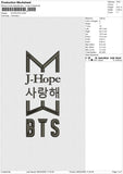 JHOPE BTS Embroidery File 6 size