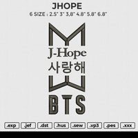 JHOPE BTS Embroidery File 6 size