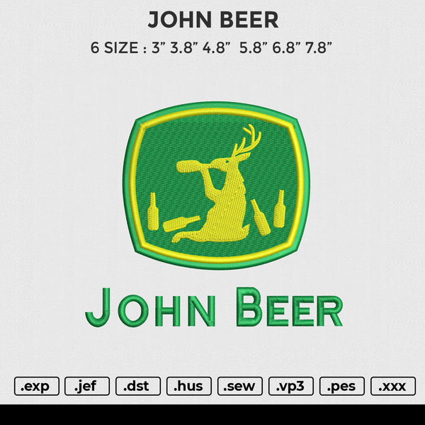 JOHN BEER Embroidery File 6 size