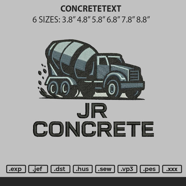 Concretetext Embroidery File 6 sizes
