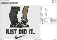 JUST DID IT 120125 Embroidery File 6 size
