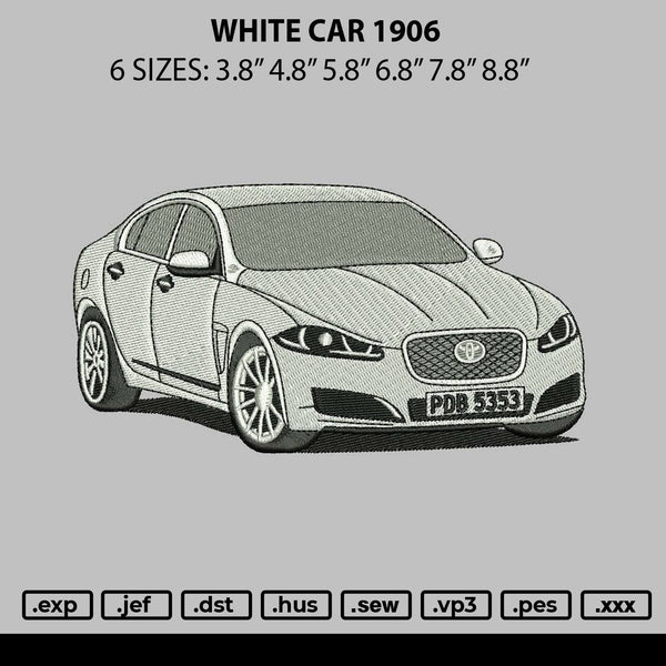 White Car 1906 Embroidery File 6 sizes