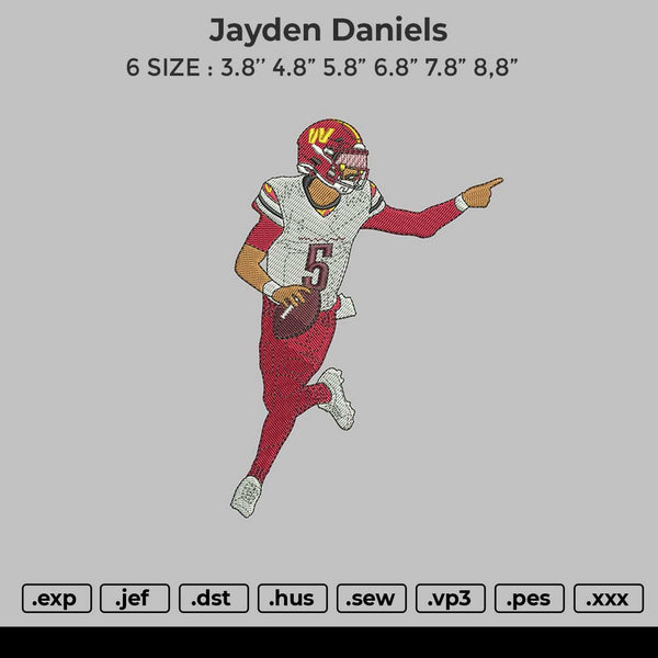 Jayden Daniels Embroidery File 6 size