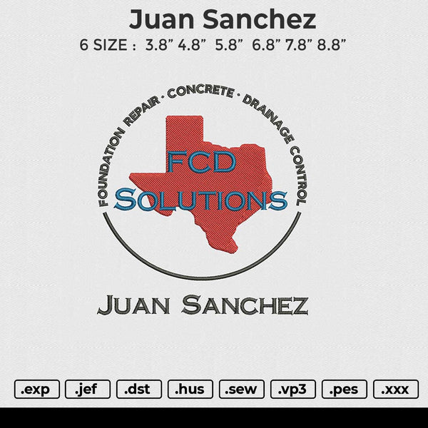 Juan Sanchez Embroidery File 6 size