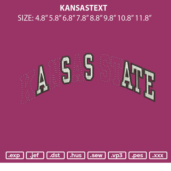 Kansastext Embroidery File 6 sizes