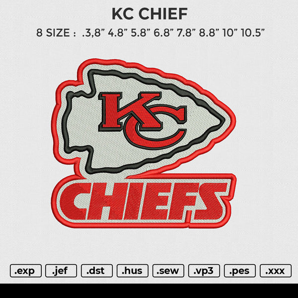 KC CHIEF Embroidery File 6 size