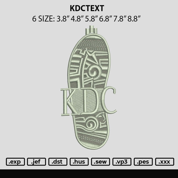 Kdctext Embroidery File 6 sizes