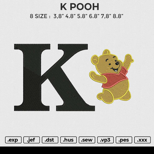 K POOH Embroidery File 6 size