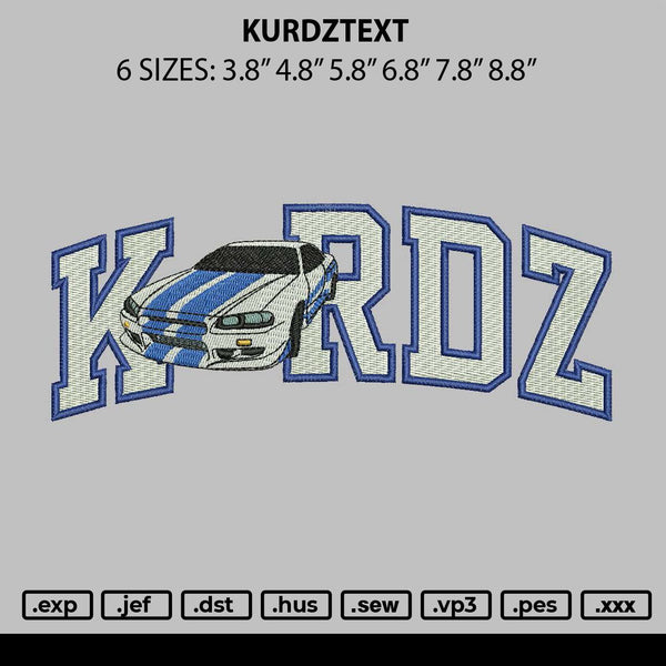 Kurdztext Embroidery File 6 sizes