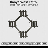 Kanye west tatto Embroidery File 6 size