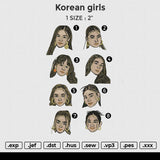 Korean girls Embroidery File 6 size