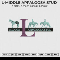 L-MIDDLE APPALOOSA STUD Embroidery File 6 size