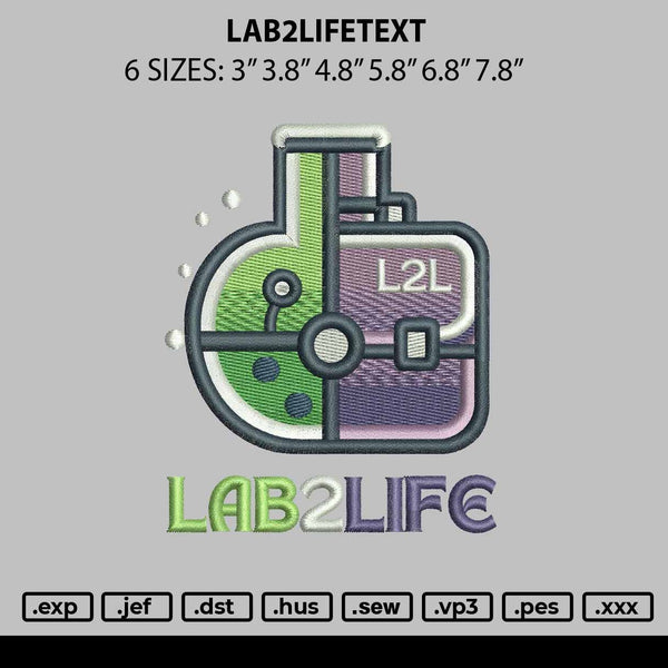 Lab2lifetext Embroidery File 6 sizes