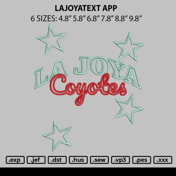 Lajoyatext App Embroidery File 6 sizes