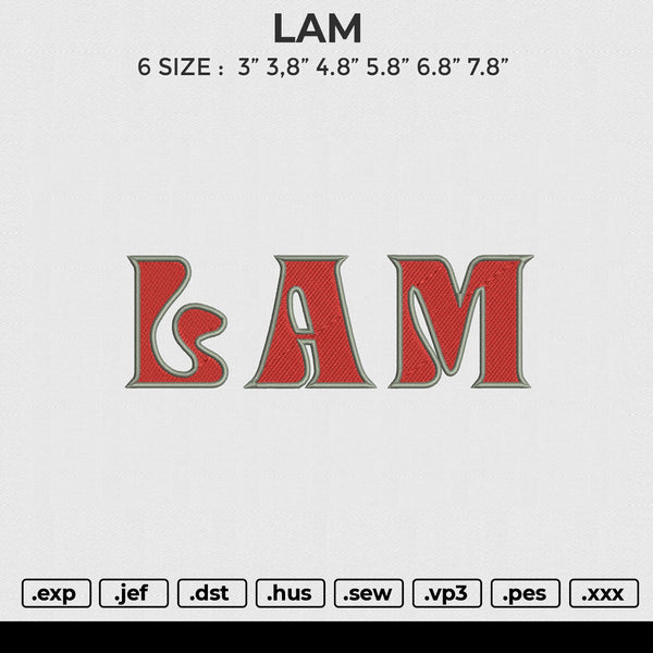 Lam Embroidery File 6 size