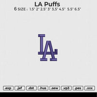 LA Puffs Embroidery File 6 size