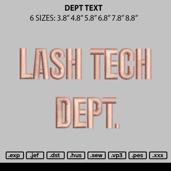 Dept Text Embroidery File 6 sizes