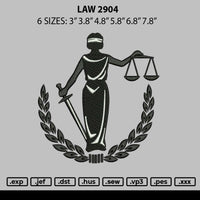 Law 2903 Embroidery File 6 sizes