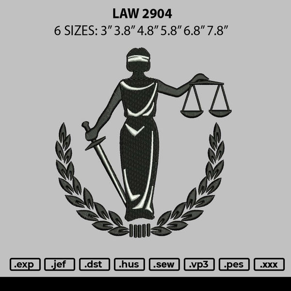 Law 2903 Embroidery File 6 sizes