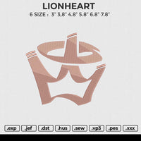 LIONHEART Embroidery File 6 size