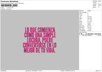 Lo Que Text Embroidery File 6 sizes