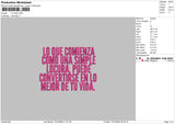 Lo Que Text Embroidery File 6 sizes