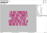 Lo Que Text Embroidery File 6 sizes