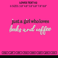 Loves Text 02 Embroidery File 6 sizes