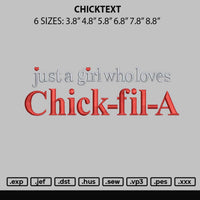 Chicktext Embroidery File 6 sizes