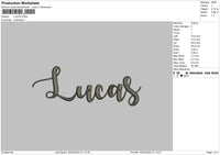 Lucas Text Embroidery File 6 sizes