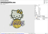 Lakers Hello Kitty Embroidery File 6 size