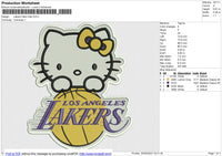 Lakers Hello Kitty Embroidery File 6 size