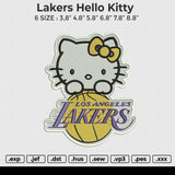 Lakers Hello Kitty Embroidery File 6 size