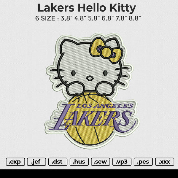 Lakers Hello Kitty Embroidery File 6 size