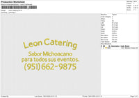 Leon Catering Embroidery File 6 size