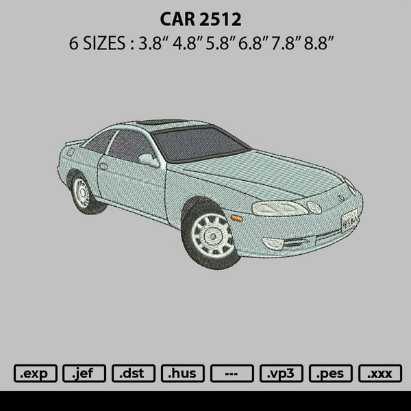 Car 2512 Embroidery File 6 sizes