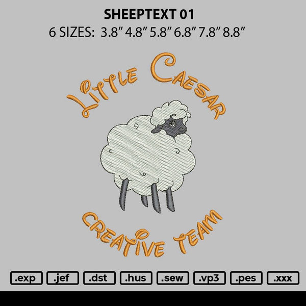 Sheeptext 01 Embroidery File 6 sizes
