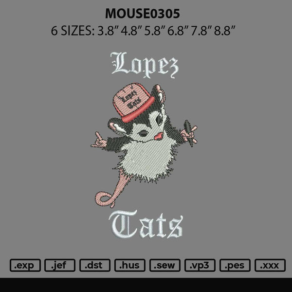 Mouse0305 Embroidery File 6 sizes