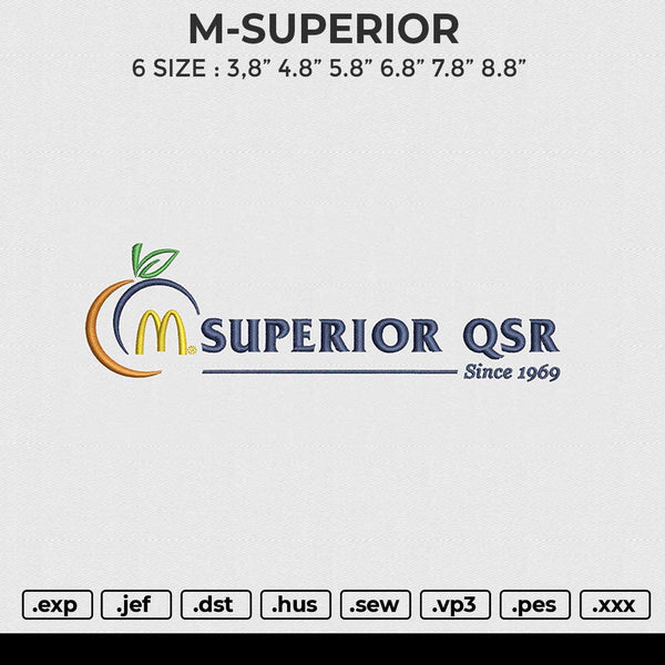 M-SUPERIOR Embroidery File 6 size