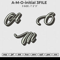 A-M-O-initial 3 FILE Embroidery File 6 size