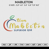 MABLETON Embroidery File 6 size