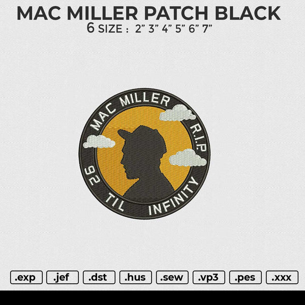 MAC MILLER PATCH BLACK Embroidery File 6 size