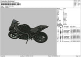 Black Motorcycle 1107 Embroidery File 6 sizes