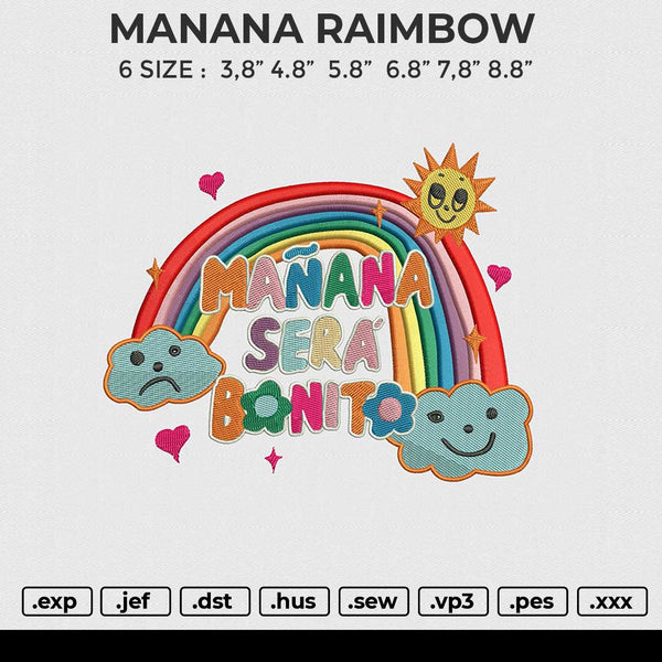 MANANA RAIMBOW Embroidery File 6 size