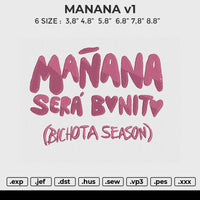 MANANA v1 Embroidery File 6 size