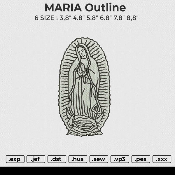 MARIA Outline Embroidery File 6 size