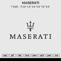 MASERATI Embroidery File 6 size